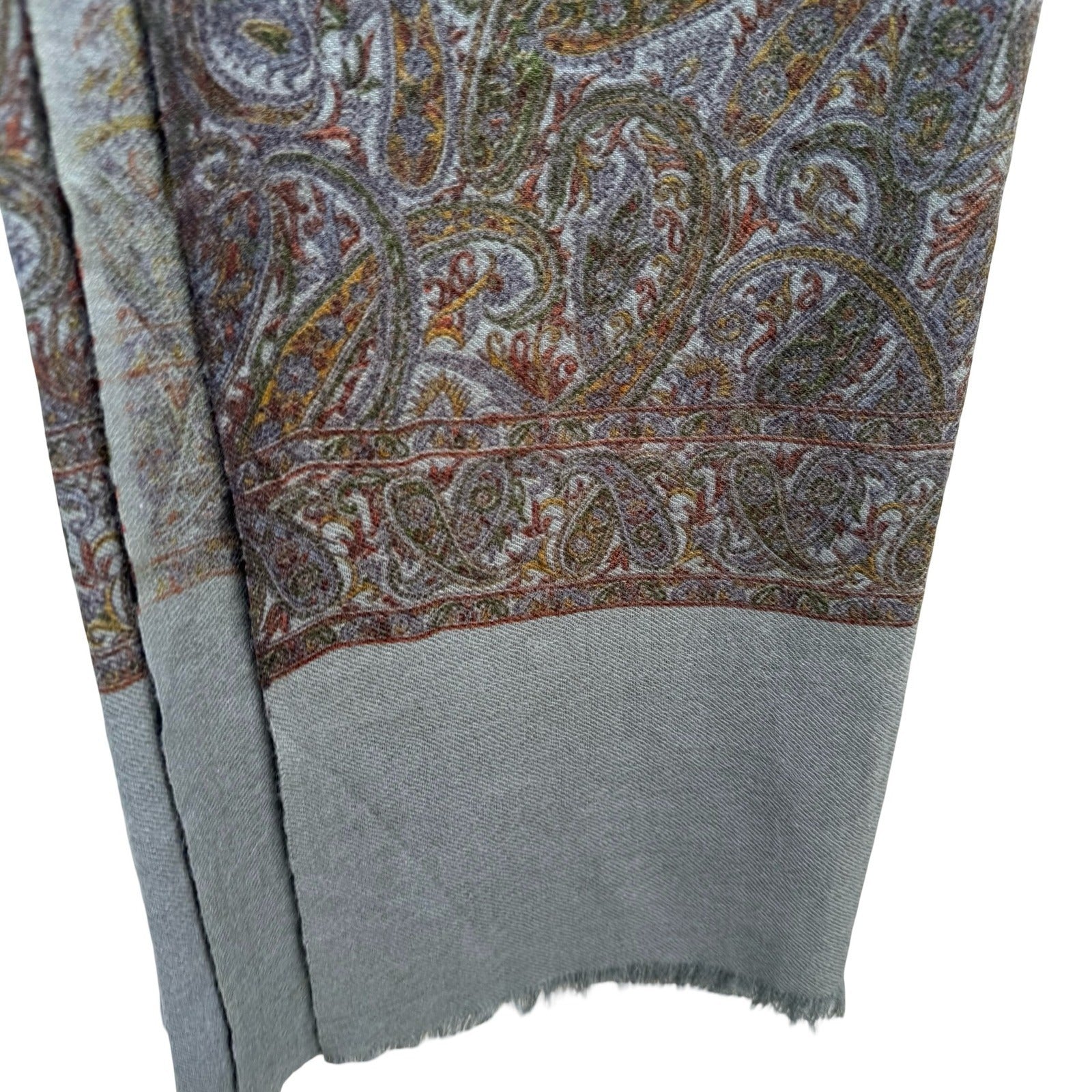 Grey Paisley Pashmina Shawl Oversized Scarf Fringe Wrap Multicolor Bohemian