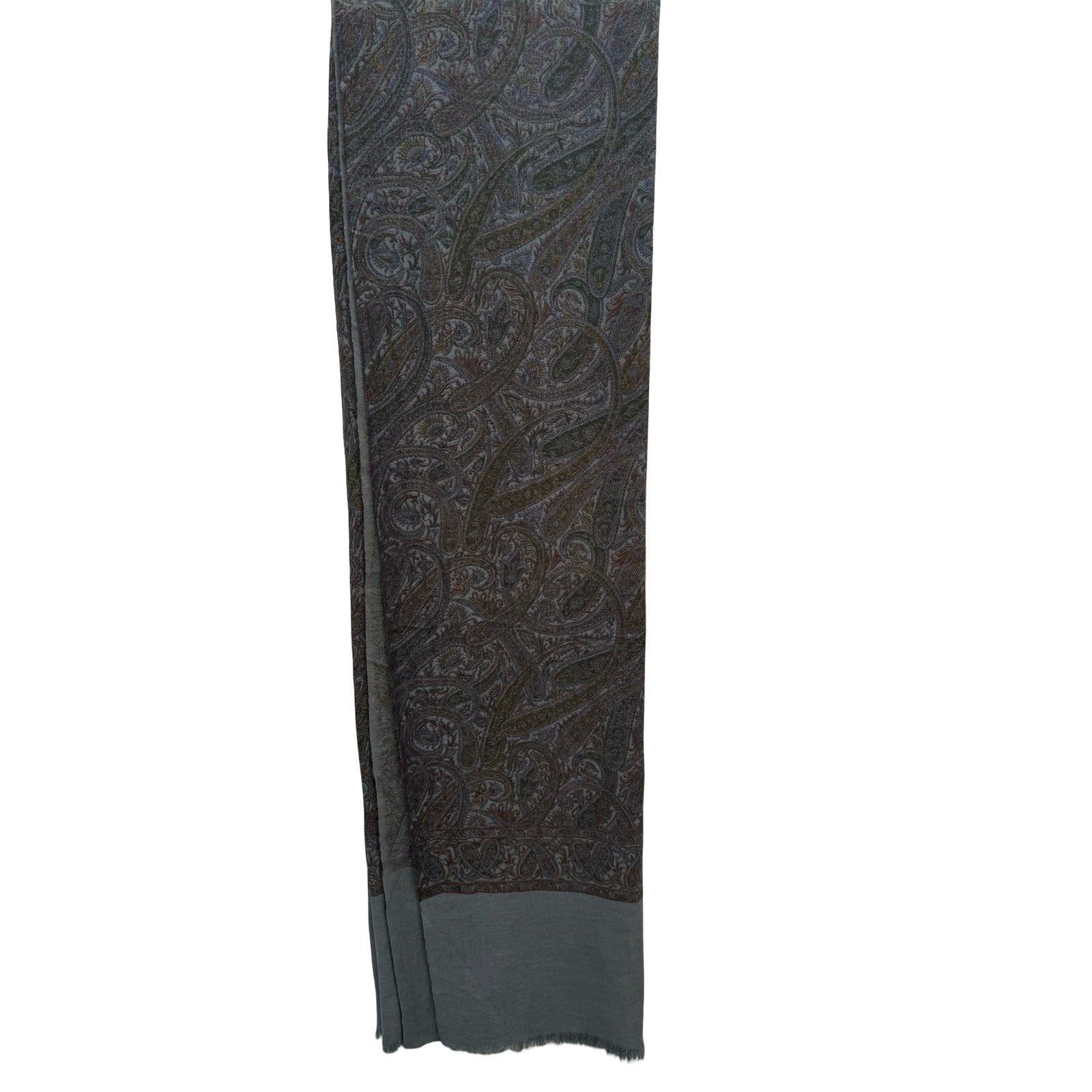 Grey Paisley Pashmina Shawl Oversized Scarf Fringe Wrap Multicolor Bohemian
