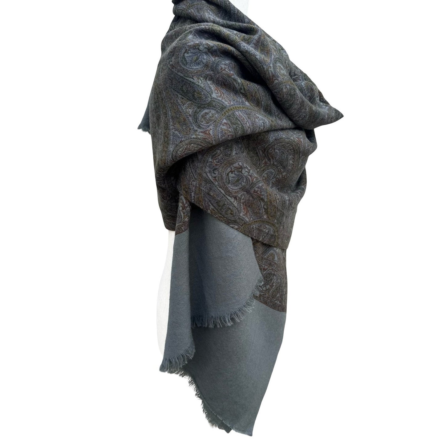 Grey Paisley Pashmina Shawl Oversized Scarf Fringe Wrap Multicolor Bohemian