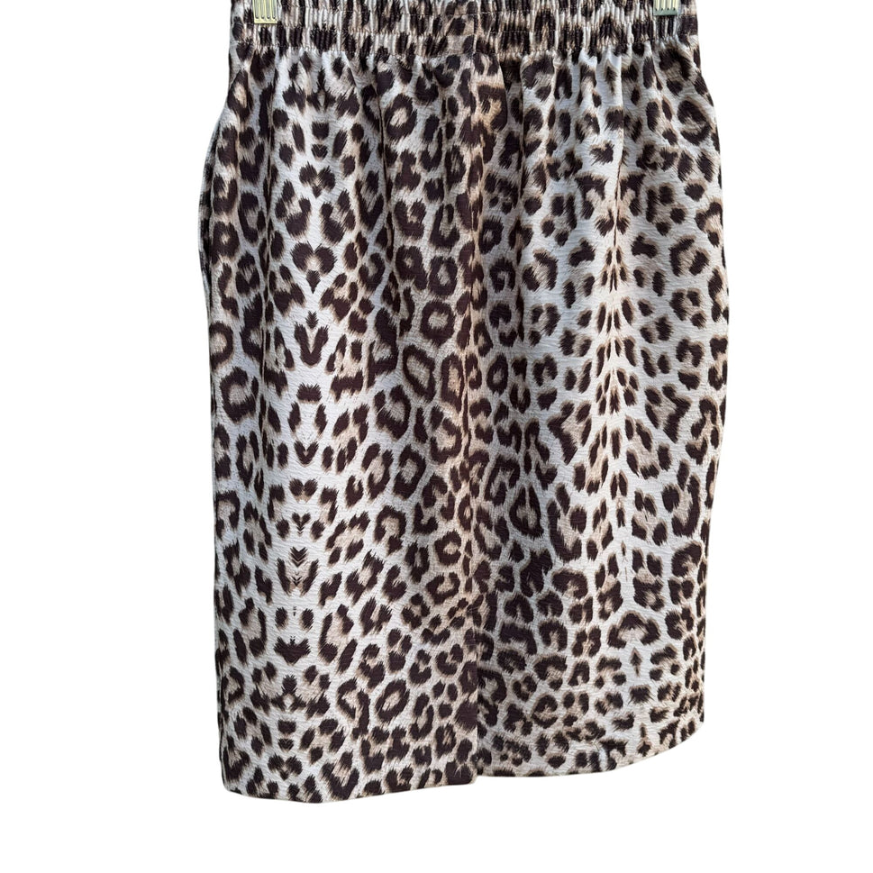 Toteables By Susan G Vintage Womens Leopard Print Elastic Waist A-Line Skirt S