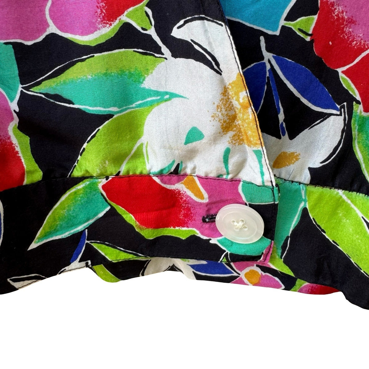 Chaus Vintage 80s 90s 100% Silk Tropical Floral Cropped Maximalist Jacket 14P