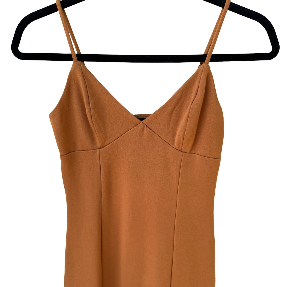 Forever 21 Womens Y2K Rust Orange Bodycon Midi Dress V-Neck Adjustable Straps M