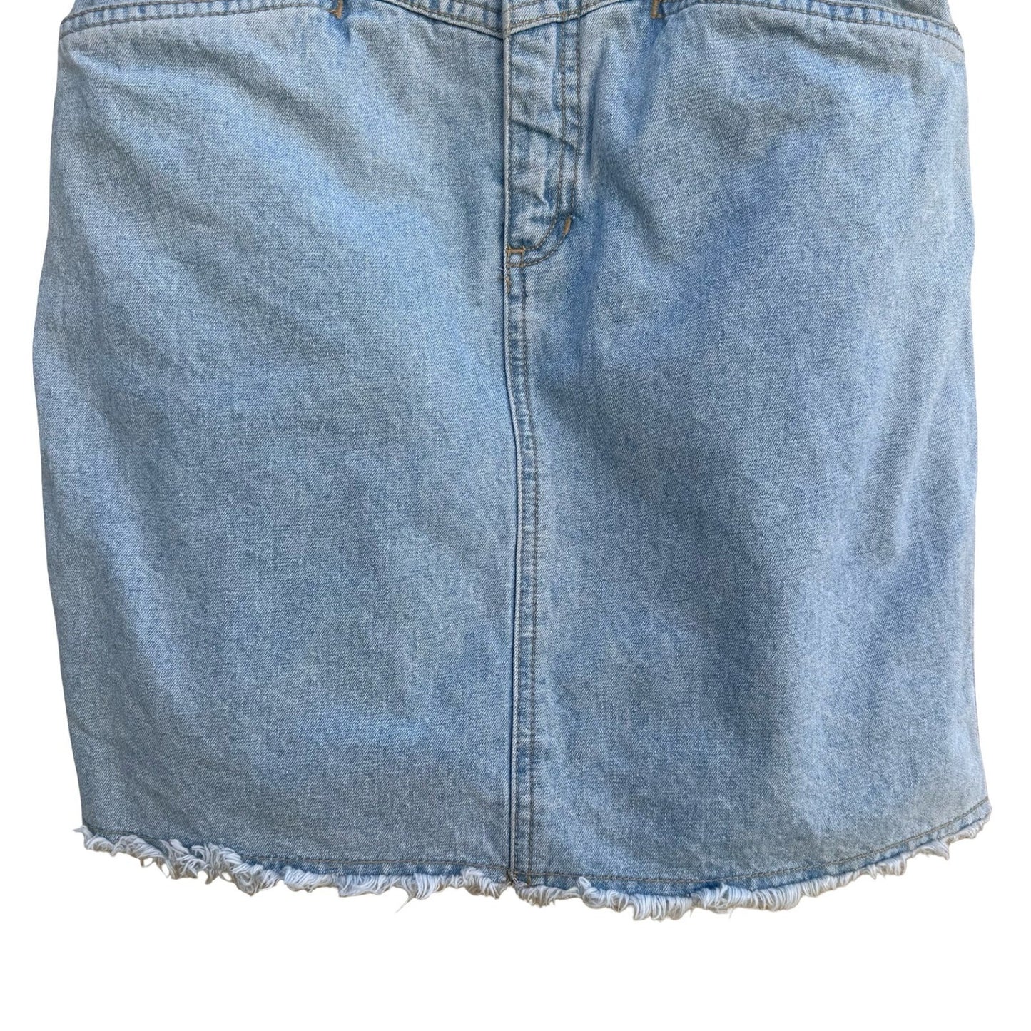 Lizwear Vintage 90s Denim Mini Skirt Light Wash Raw Hem High Waist Petite 4 Blue