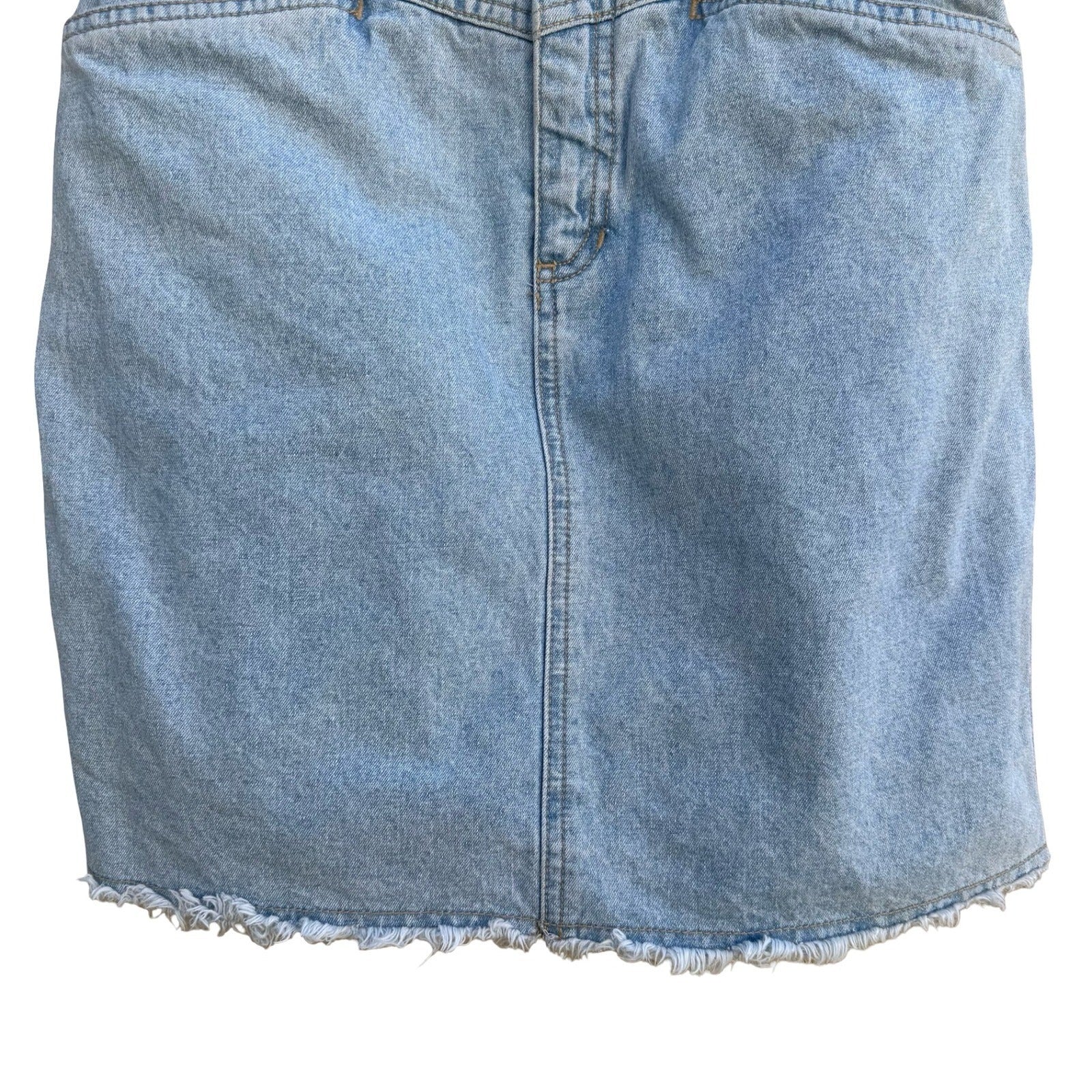 Lizwear Vintage 90s Denim Mini Skirt Light Wash Raw Hem High Waist Petite 4 Blue