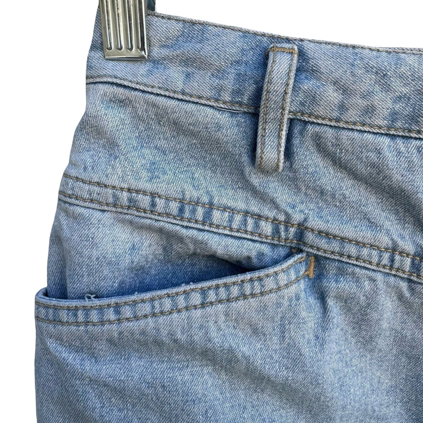 Lizwear Vintage 90s Denim Mini Skirt Light Wash Raw Hem High Waist Petite 4 Blue