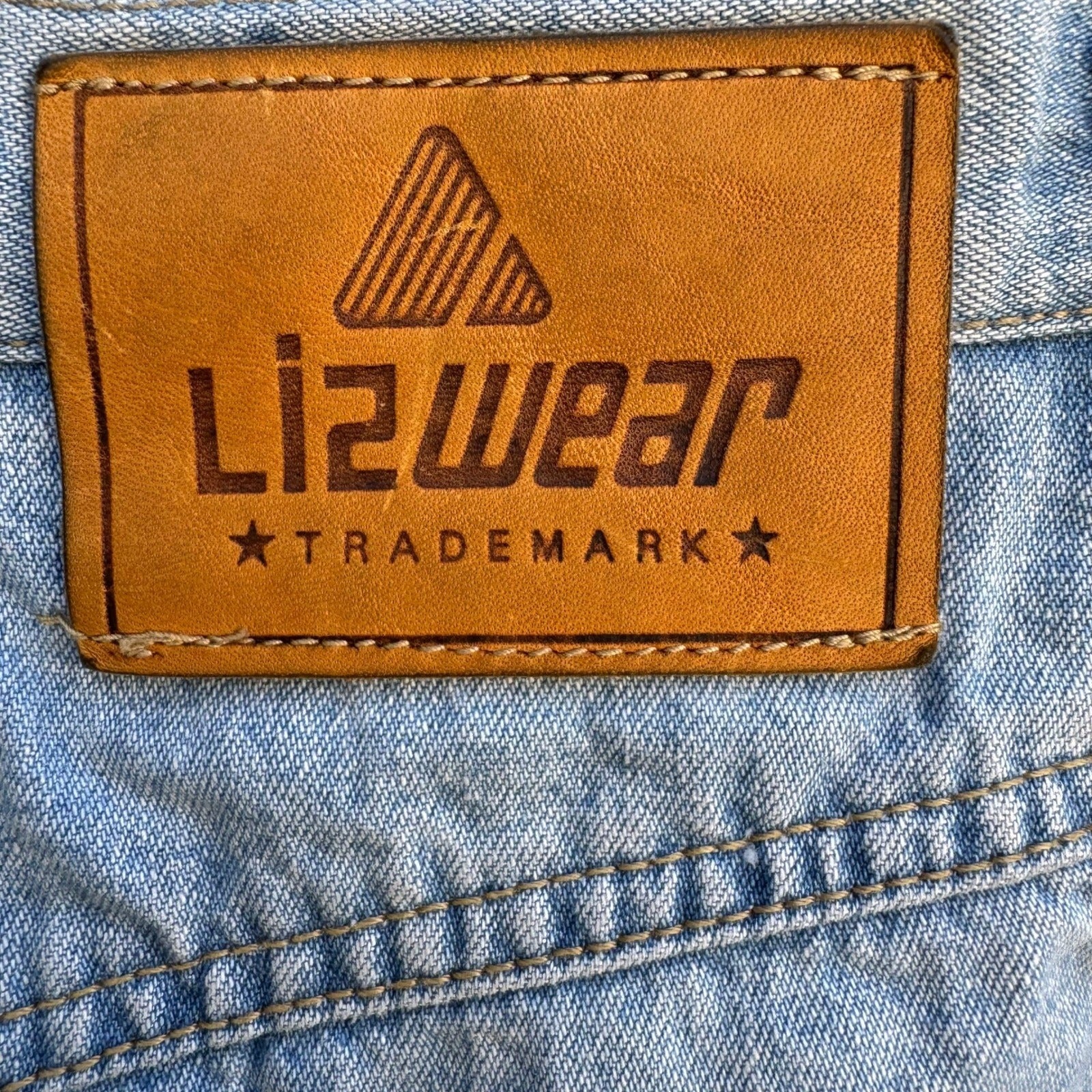 Lizwear Vintage 90s Denim Mini Skirt Light Wash Raw Hem High Waist Petite 4 Blue
