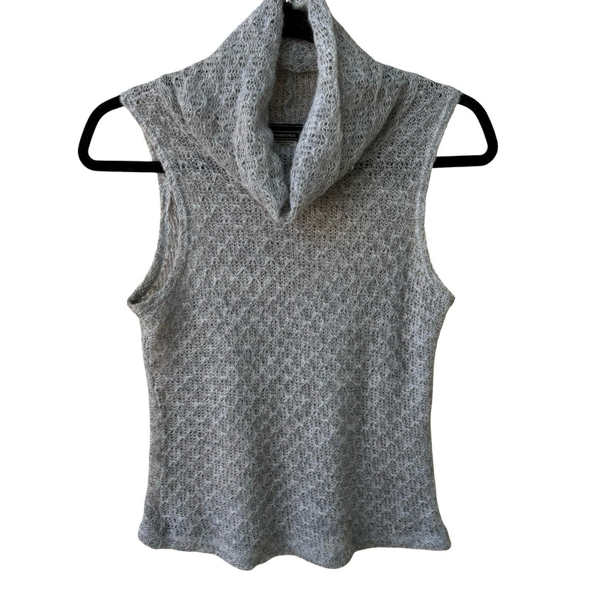 Pandora Vintage Mohair Pointelle Fairy Open Knit Sleeveless Cowl Neck Sweater S