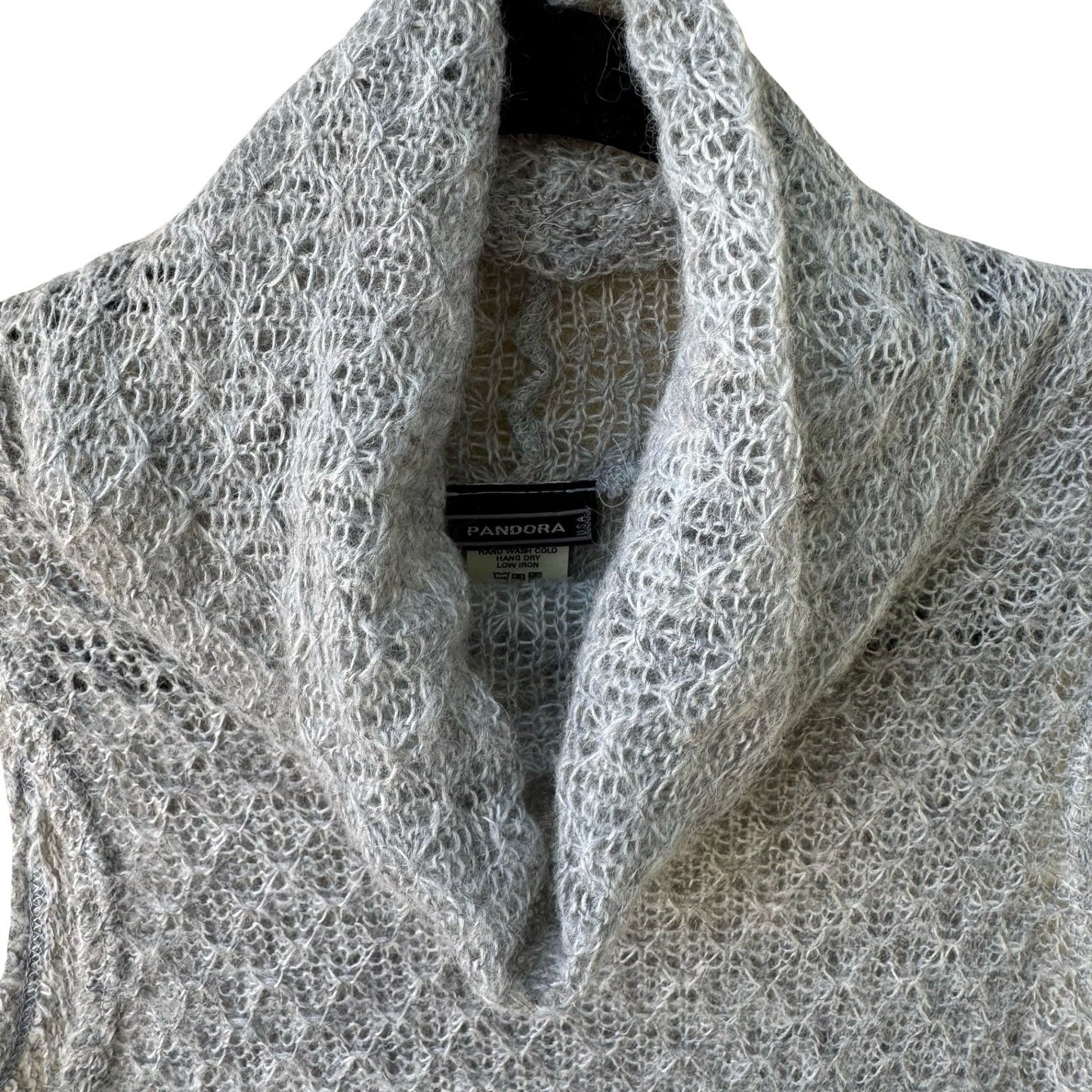Pandora Vintage Mohair Pointelle Fairy Open Knit Sleeveless Cowl Neck Sweater S