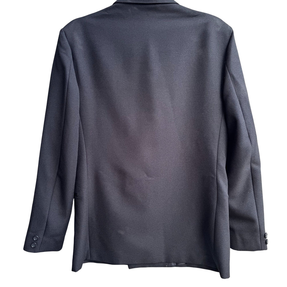 Womens Classic Preppy Black Double-Breasted Office Professional Blazer Jacket L