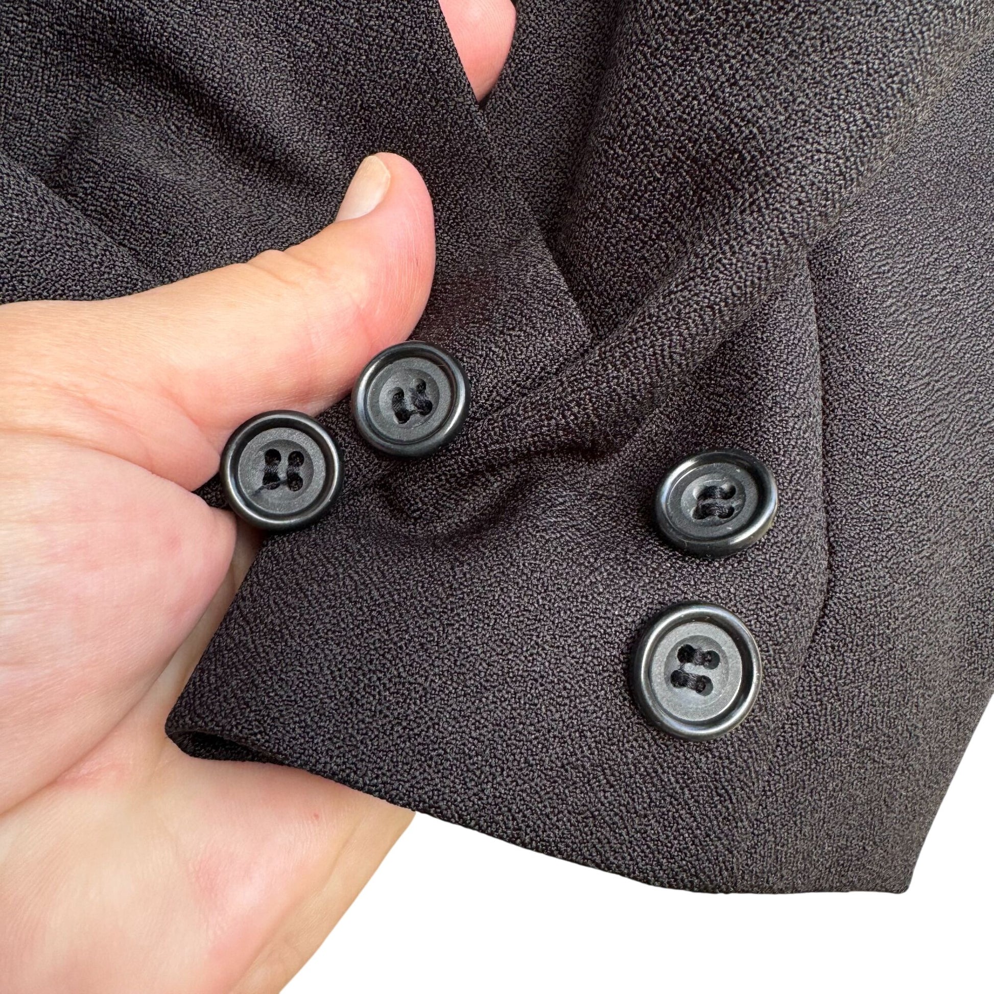 Womens Classic Preppy Black Double-Breasted Office Professional Blazer Jacket L