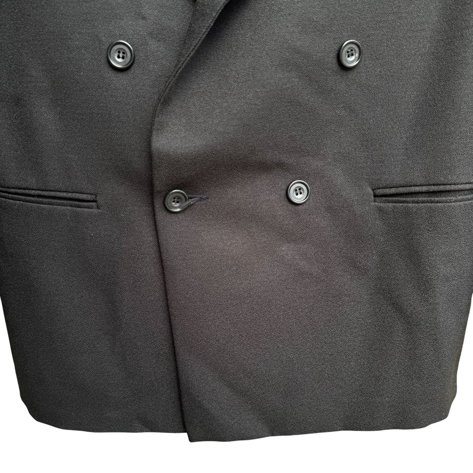 Womens Classic Preppy Black Double-Breasted Office Professional Blazer Jacket L