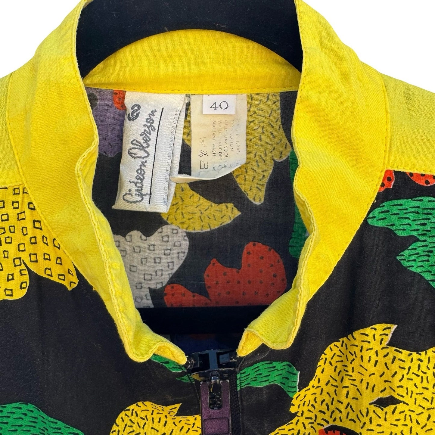 Gideon Oberson Vintage 80s 90s Abstract Floral Zip Jacket Oversize Funky Size 40