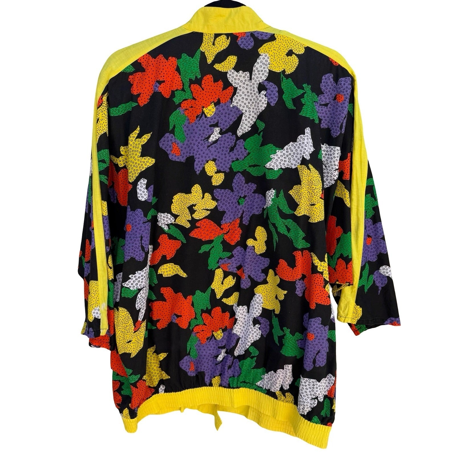 Gideon Oberson Vintage 80s 90s Abstract Floral Zip Jacket Oversize Funky Size 40
