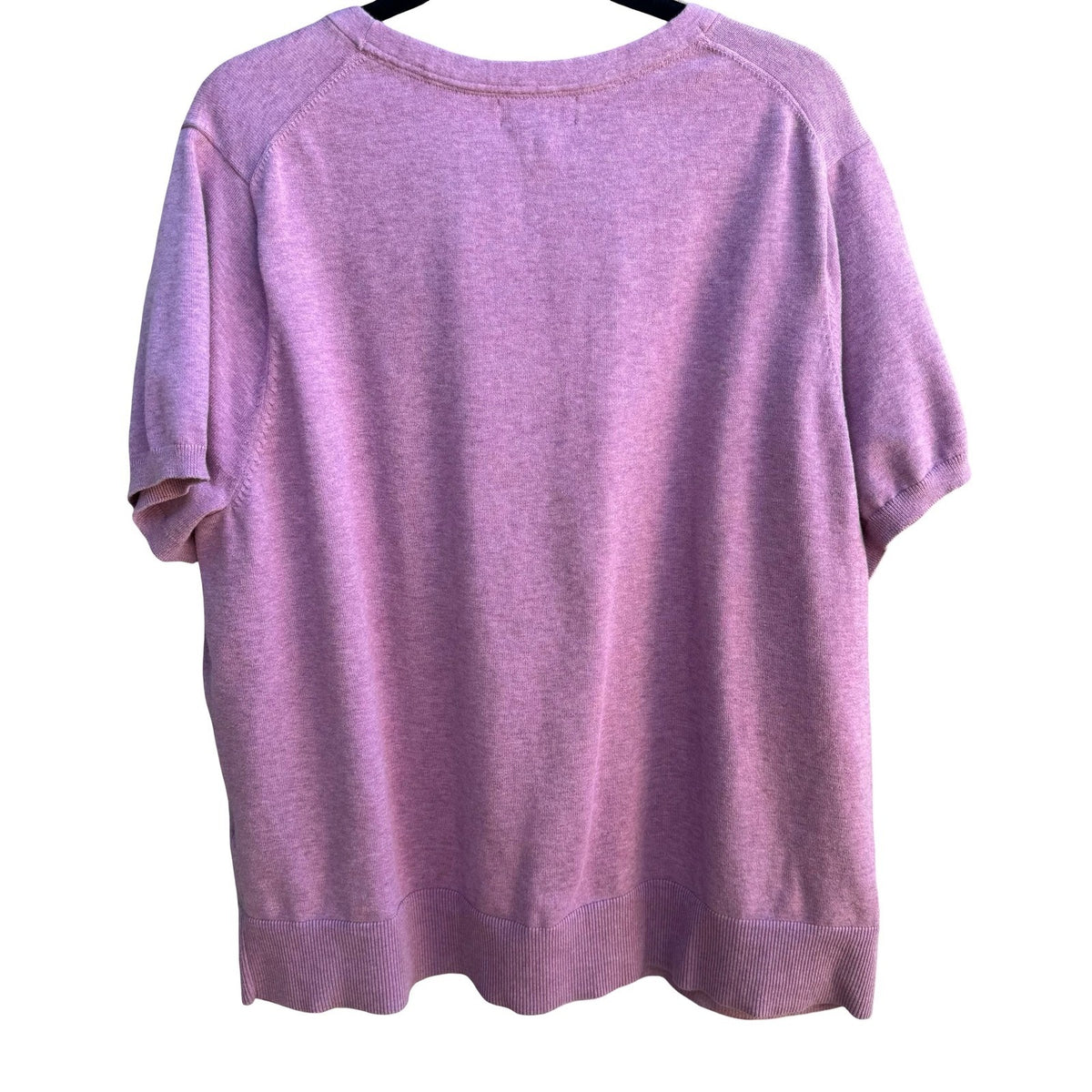 Lands End Preppy Minimalist Layering Pastel Purple Knit Short Sleeve Sweater 3X
