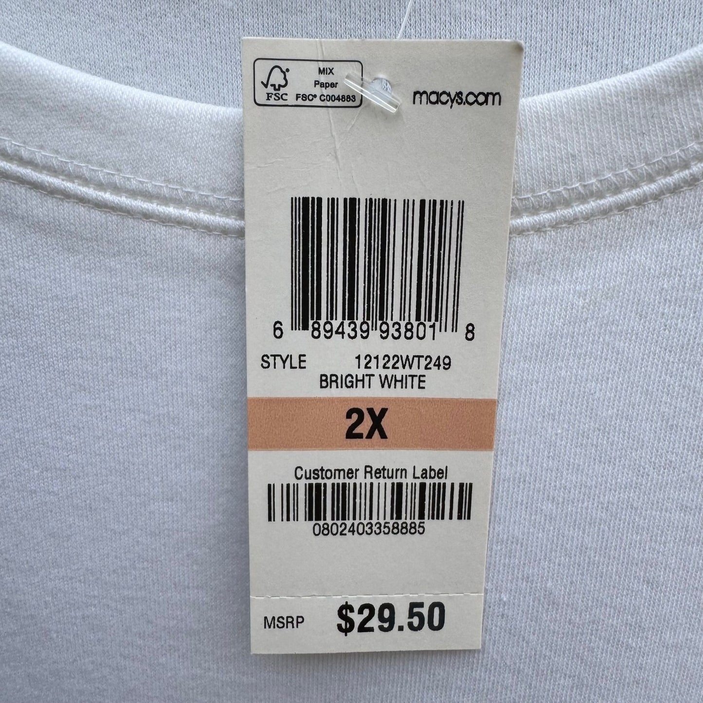 Karen Scott Breathable Sleeveless Cotton Top White 2X NEW Minimalist Layering