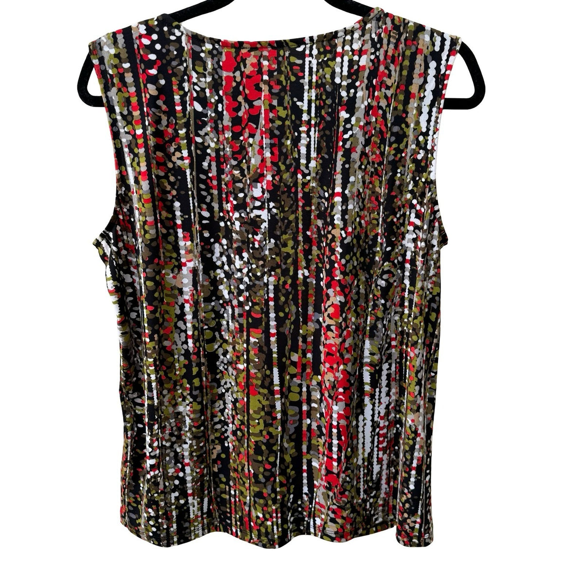 Jones New York Careerewear Layering Abstract Dot Pleated Sleeveless Blouse L
