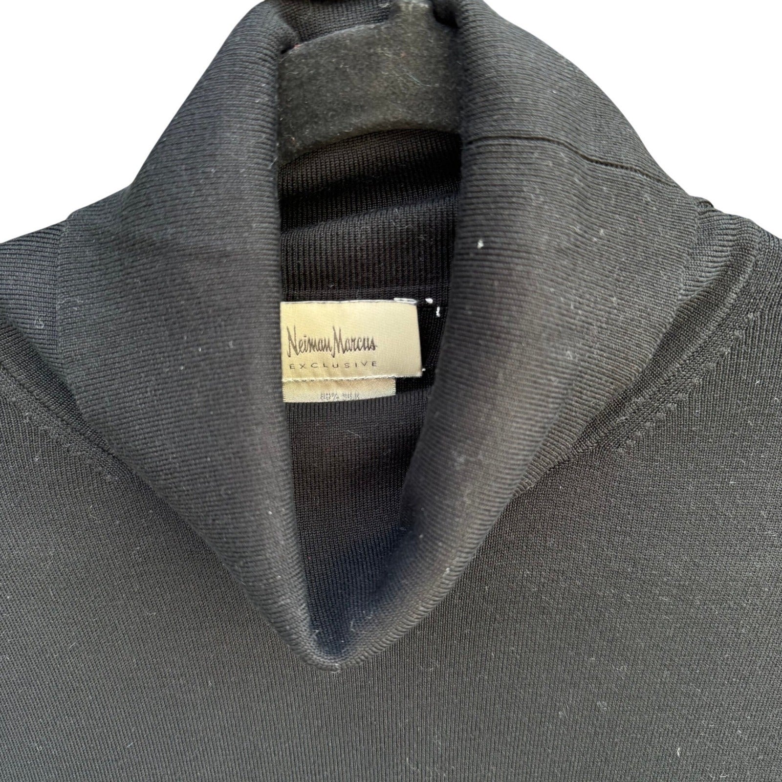 Neiman Marcus Black Silk Blend Knit Turtleneck Sweater Womens XL Long Sleeve