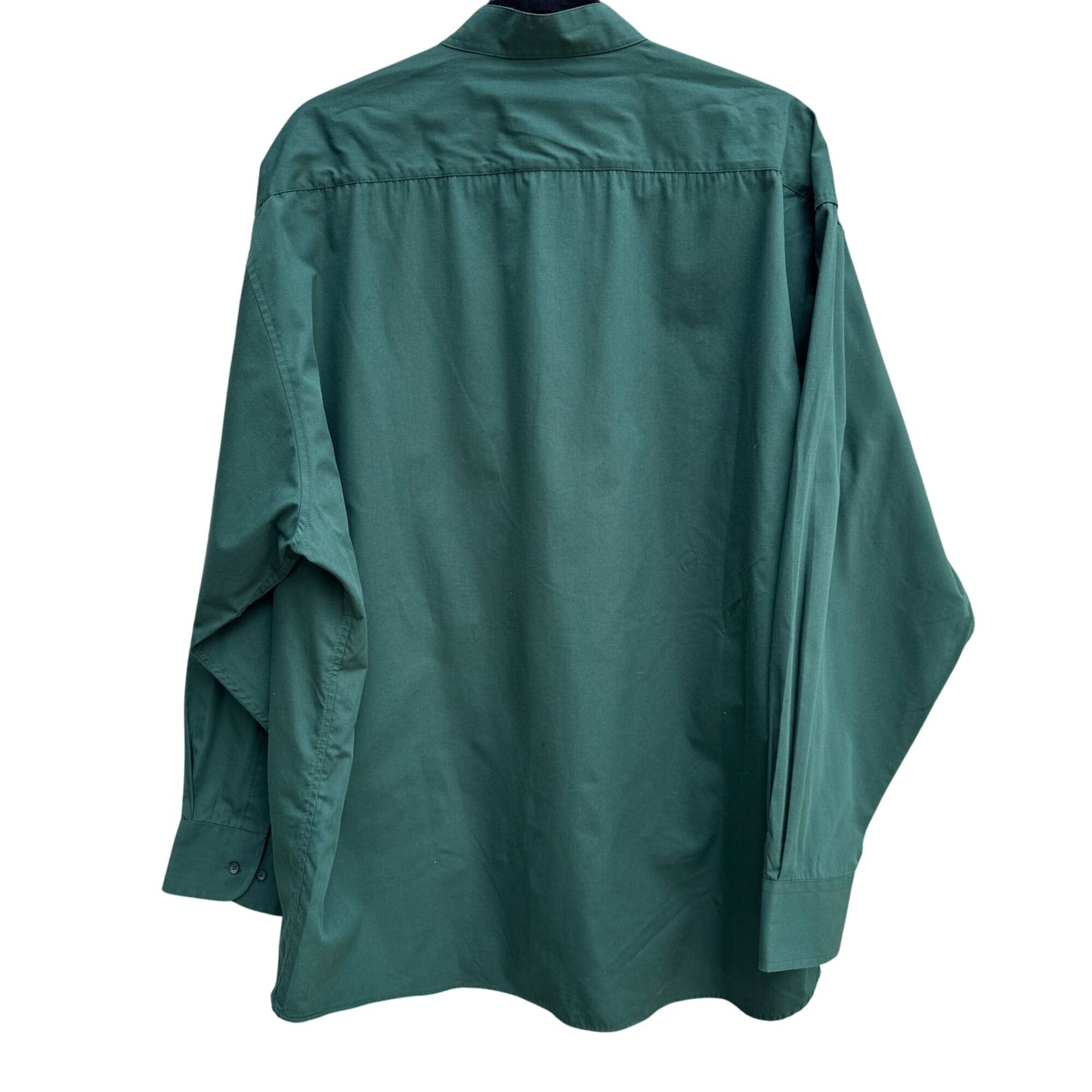 Edwards Mens Vintage Green Button-Up Band Collar Preppy Long Sleeve Shirt XL