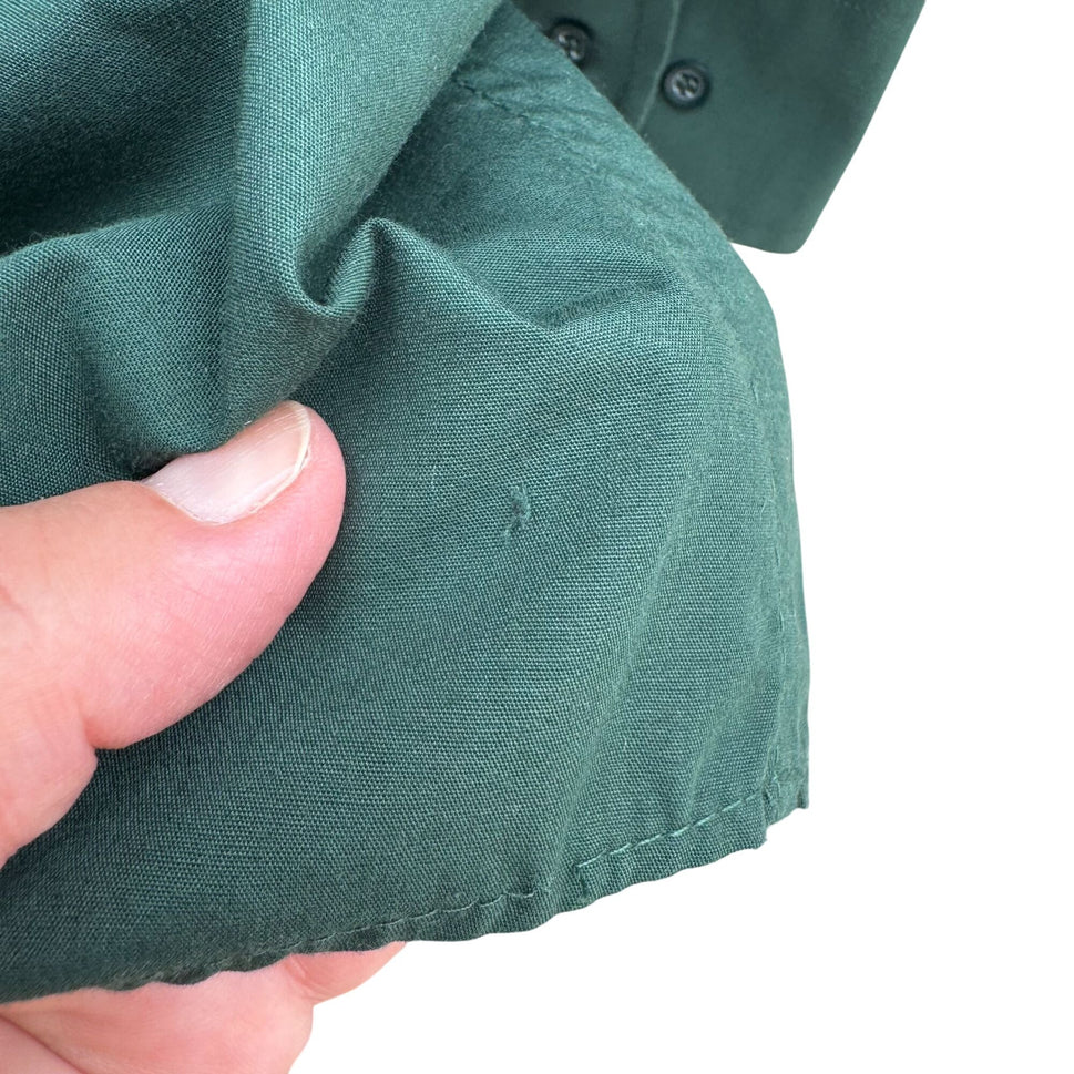 Edwards Mens Vintage Green Button-Up Band Collar Preppy Long Sleeve Shirt XL