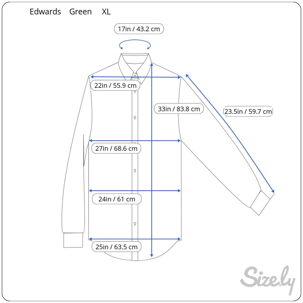 Edwards Mens Vintage Green Button-Up Band Collar Preppy Long Sleeve Shirt XL