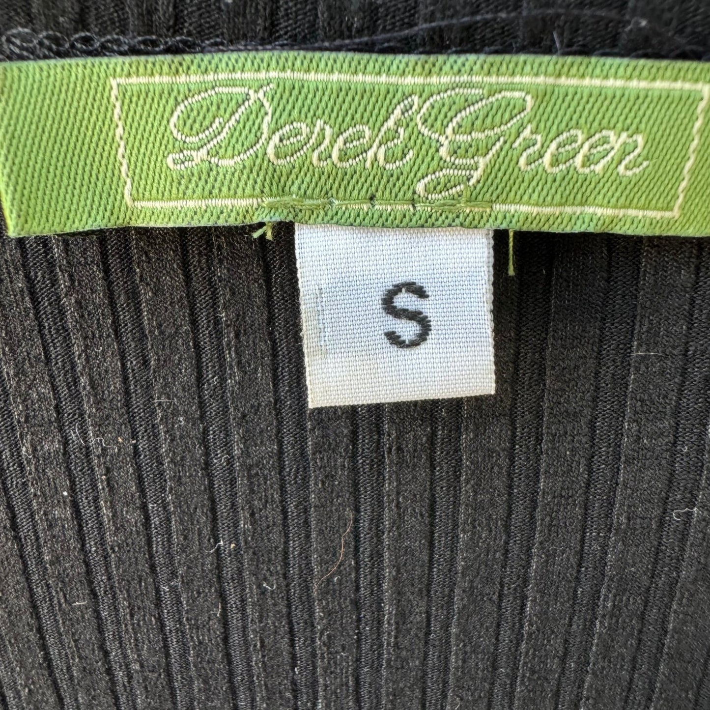Derek Green Y2K Leather Front Biker Edgy Moto Ribbed Knit Goth Minimalist Top S