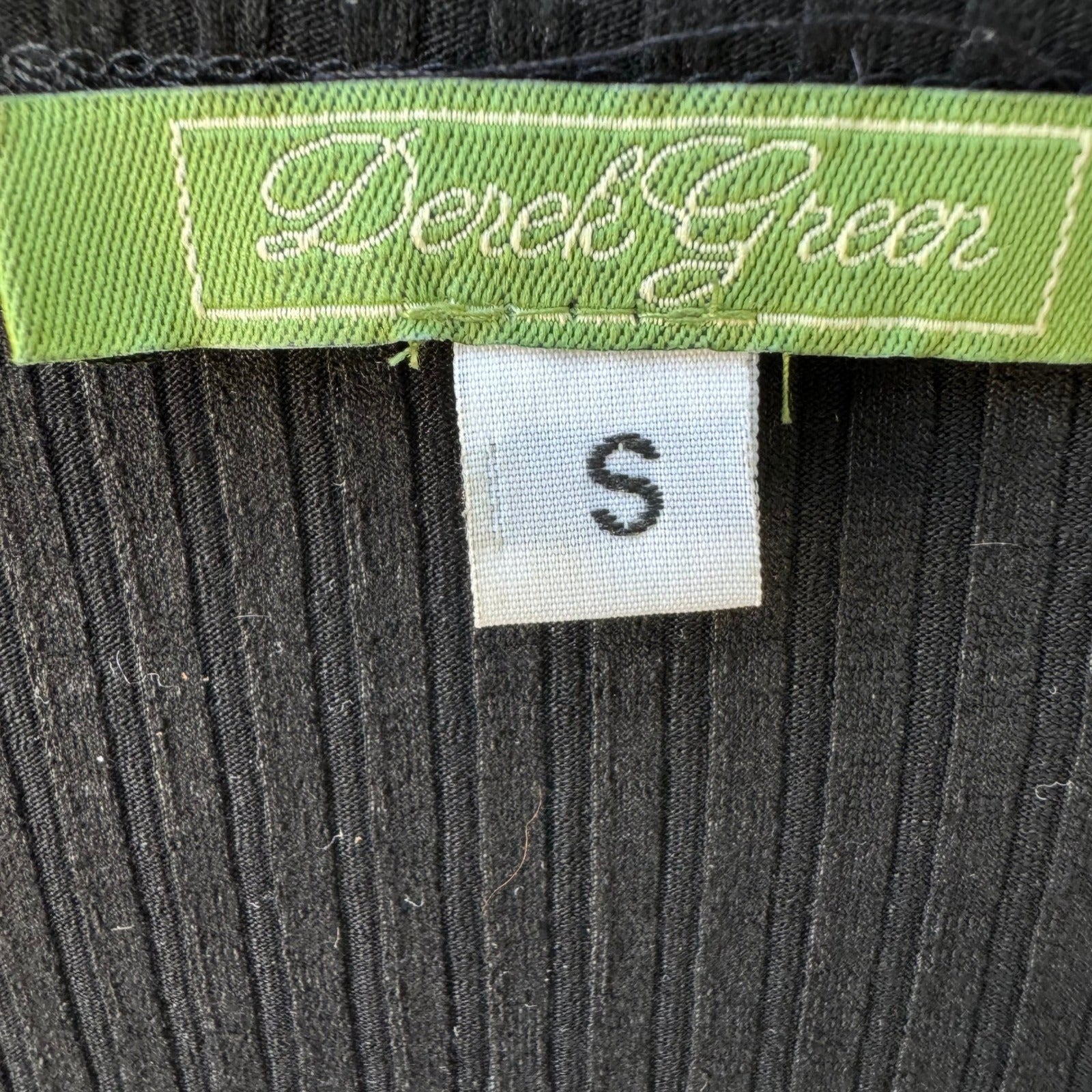 Derek Green Y2K Leather Front Biker Edgy Moto Ribbed Knit Goth Minimalist Top S