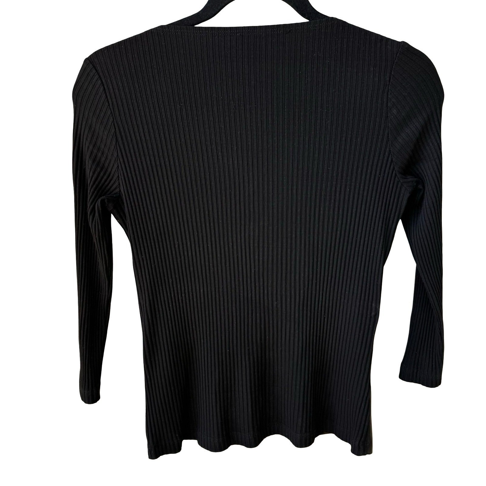 Derek Green Y2K Leather Front Biker Edgy Moto Ribbed Knit Goth Minimalist Top S