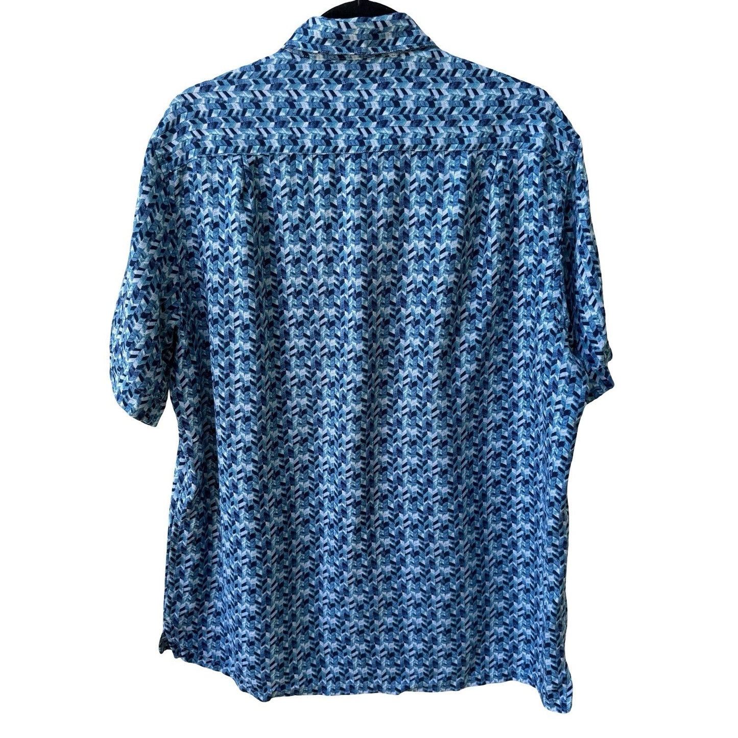 Tasso Elba Island Silk Linen Geometric Resortwear Coastal Beach Shirt Mens L