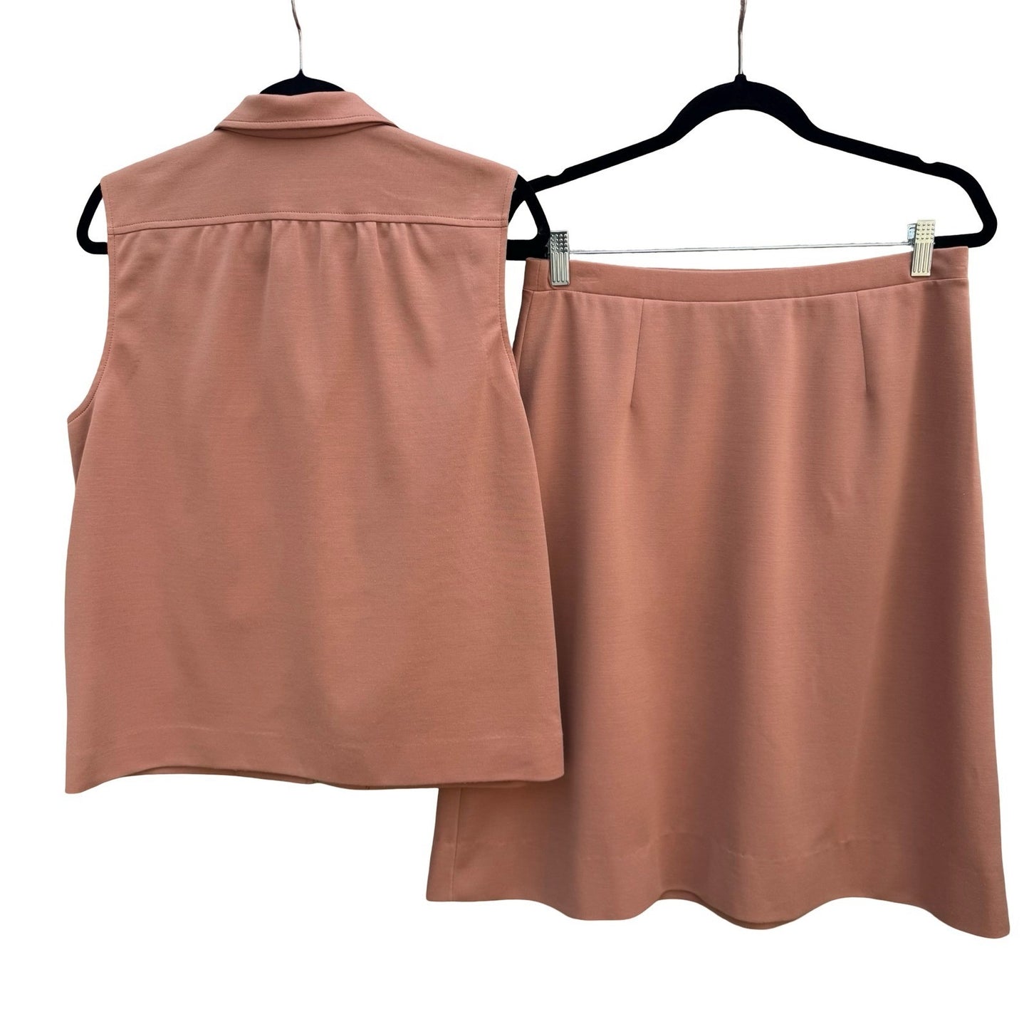 Act III Vintage Womens Terracotta Knit Vest Skirt 2 Piece Set ILGWU USA Made 70s