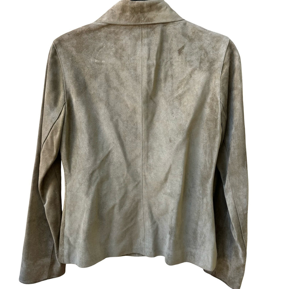 Jewels Julie Knapp Vintage Y2K 90s Boho Western Suede Leather Snap Jacket Tan S
