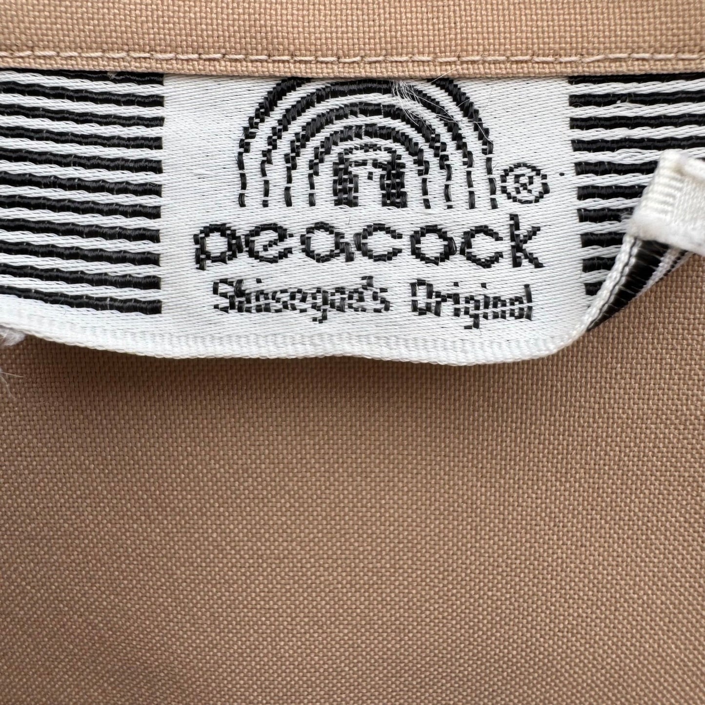 Peacock Shinsegae Korean Vintage Tan 70s Dagger Collar Retro Mod Disco Shirt M