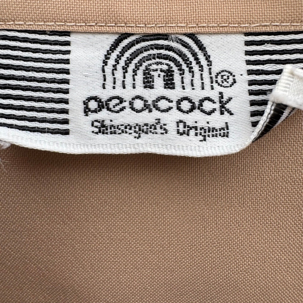 Peacock Shinsegae Korean Vintage Tan 70s Dagger Collar Retro Mod Disco Shirt M
