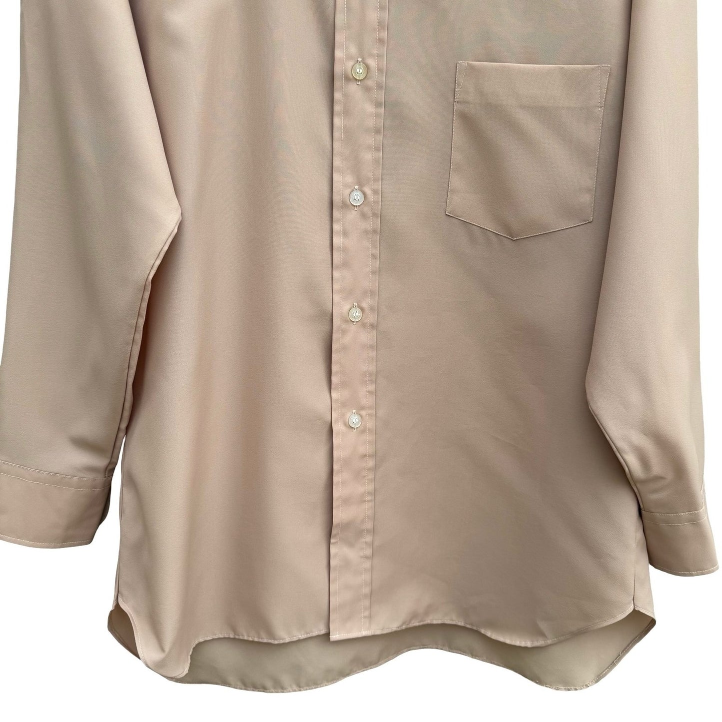 Peacock Shinsegae Korean Vintage Tan 70s Dagger Collar Retro Mod Disco Shirt M