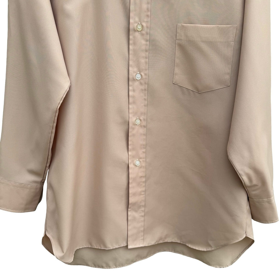 Peacock Shinsegae Korean Vintage Tan 70s Dagger Collar Retro Mod Disco Shirt M