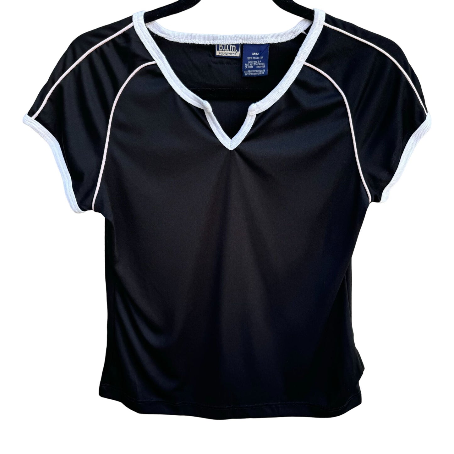 B.U.M. Equipment B.U.M. Athletics Vintage Womens Black Short Sleeve V-Neck Top M