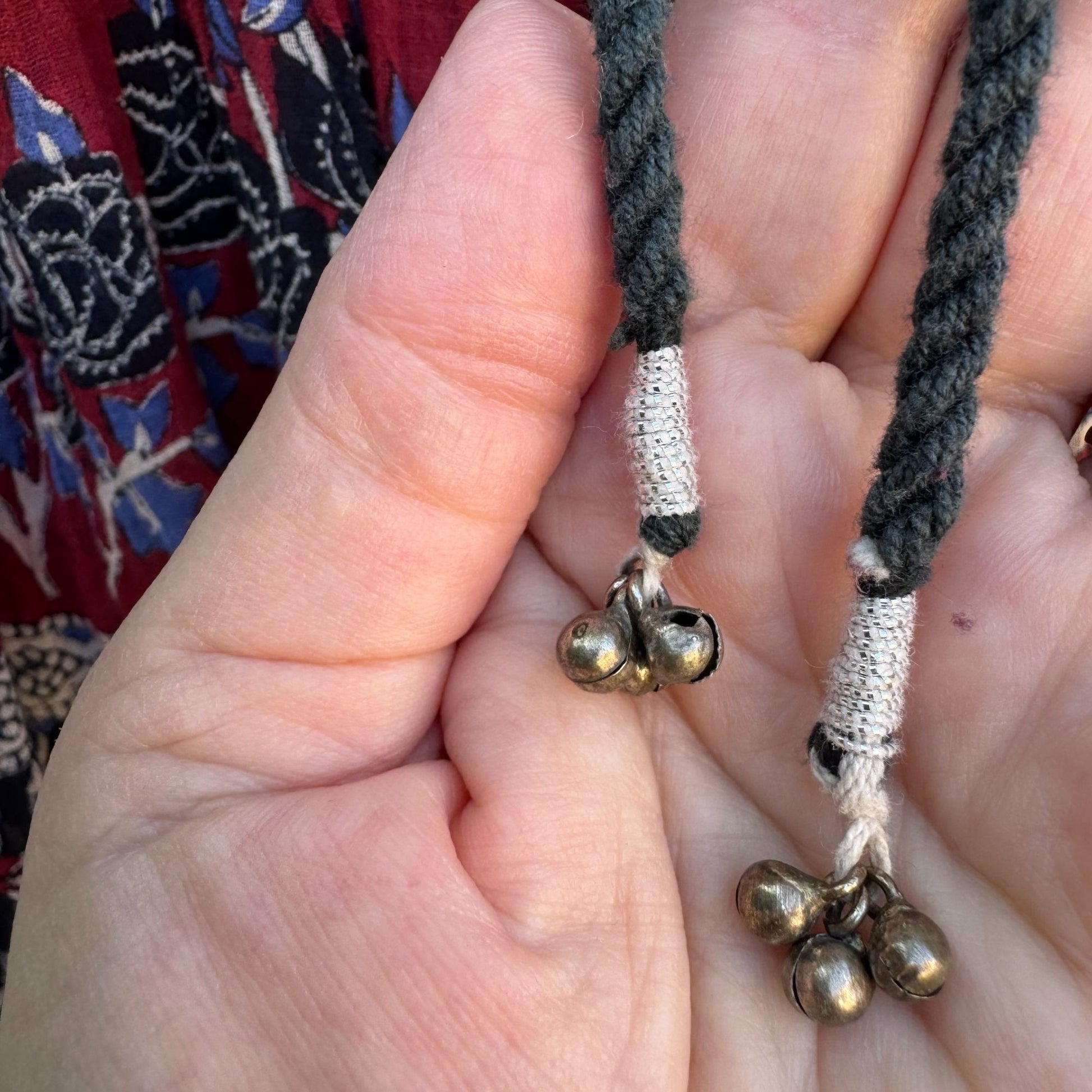 Bohemian Vintage Elastic Waist Tassels Bells Gauzy Flowy Maxi Festival Skirt OS