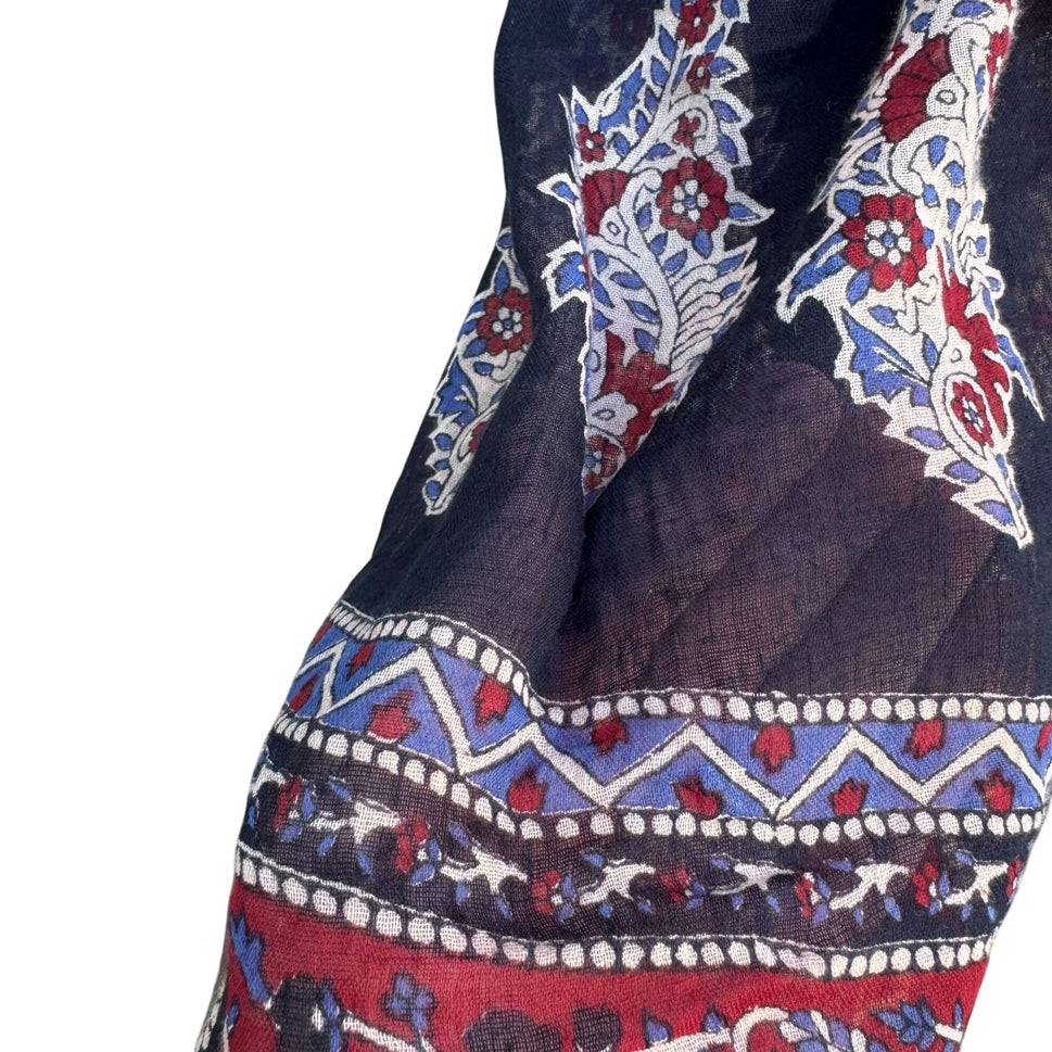 Bohemian Vintage Elastic Waist Tassels Bells Gauzy Flowy Maxi Festival Skirt OS