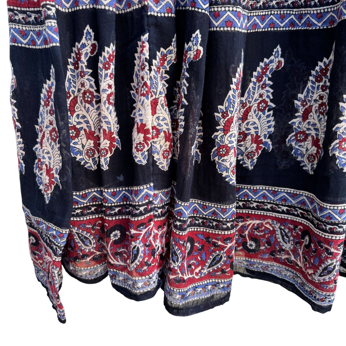 Bohemian Vintage Elastic Waist Tassels Bells Gauzy Flowy Maxi Festival Skirt OS