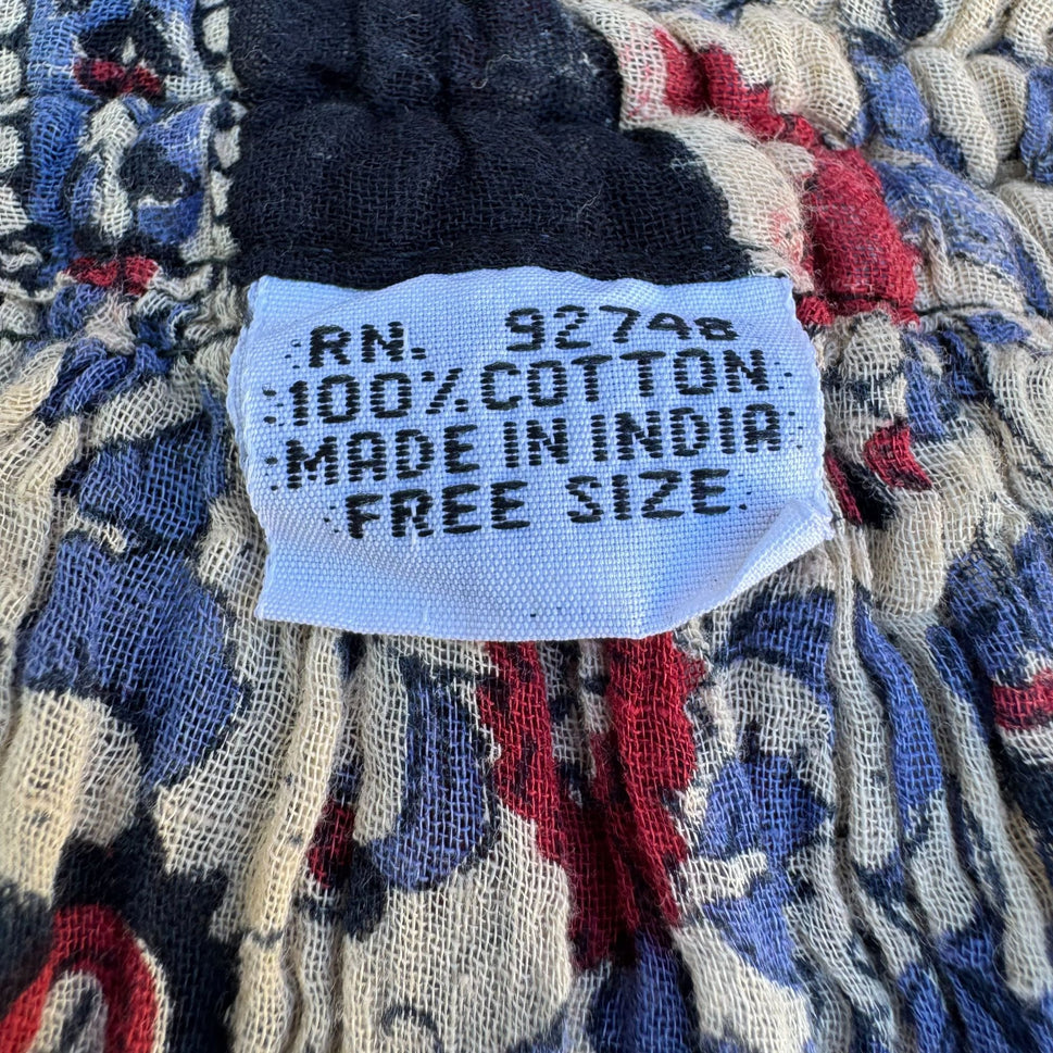 Bohemian Vintage Elastic Waist Tassels Bells Gauzy Flowy Maxi Festival Skirt OS