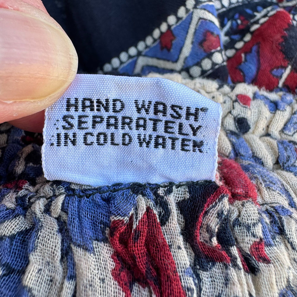 Bohemian Vintage Elastic Waist Tassels Bells Gauzy Flowy Maxi Festival Skirt OS