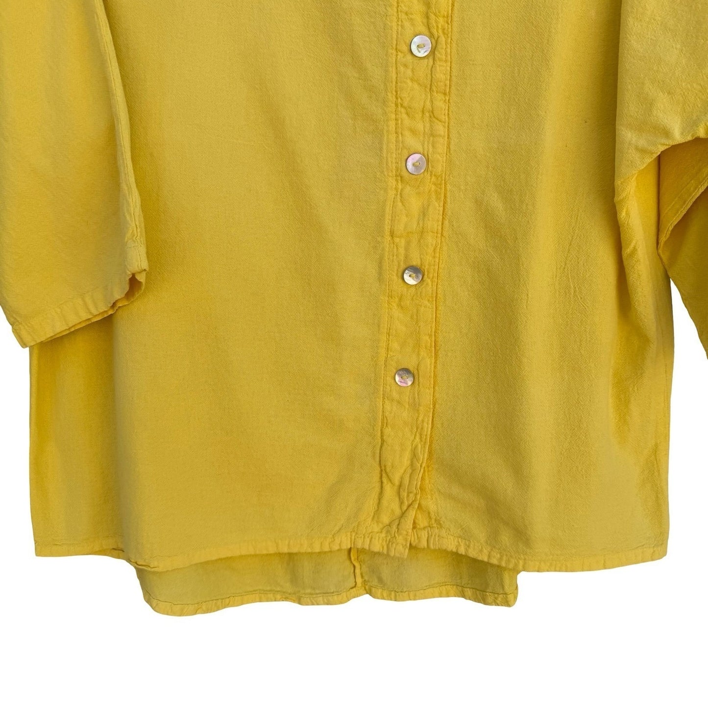 Maria de Guadalajara Vintage 80s 90s Yellow Cotton Gauze Lagenlook Button Top OS