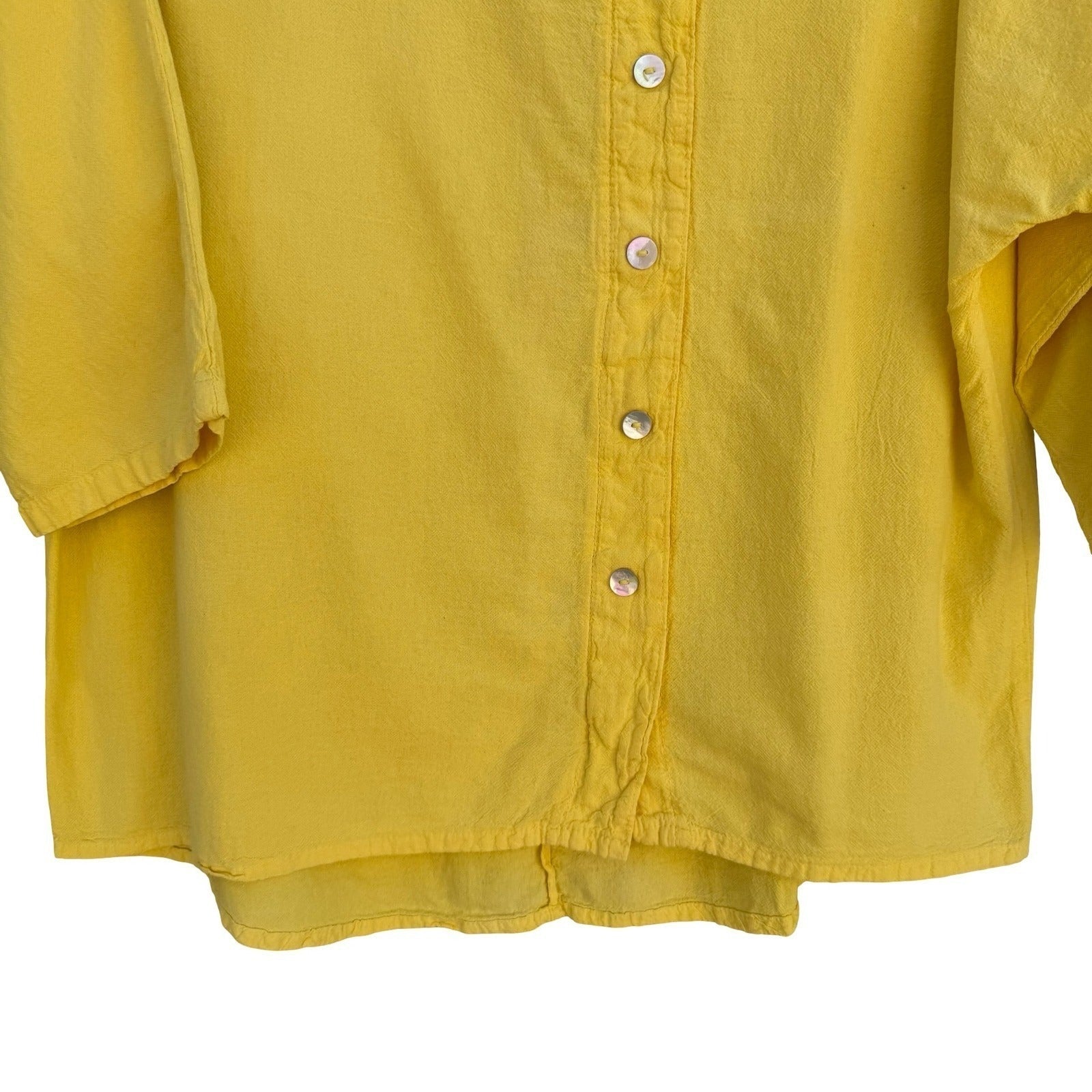 Maria de Guadalajara Vintage 80s 90s Yellow Cotton Gauze Lagenlook Button Top OS