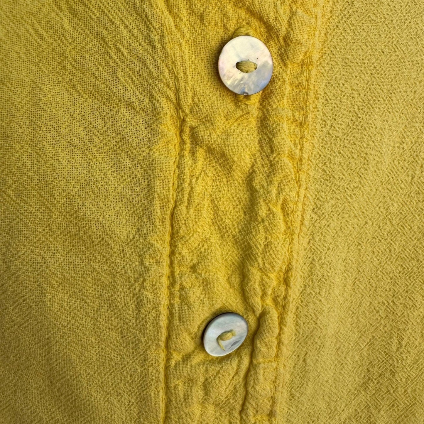 Maria de Guadalajara Vintage 80s 90s Yellow Cotton Gauze Lagenlook Button Top OS