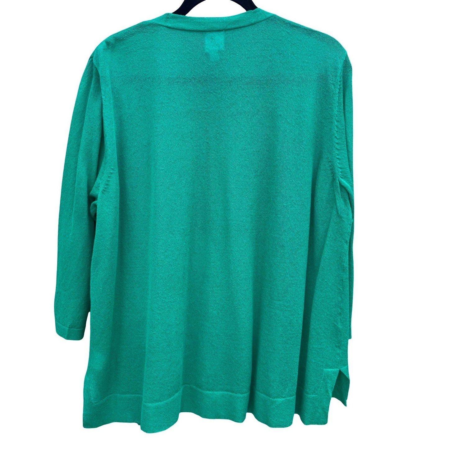 JM Collection Womens XL Emerald Open Front 3/4 Sleeve Knit Soft Cardigan Sweater