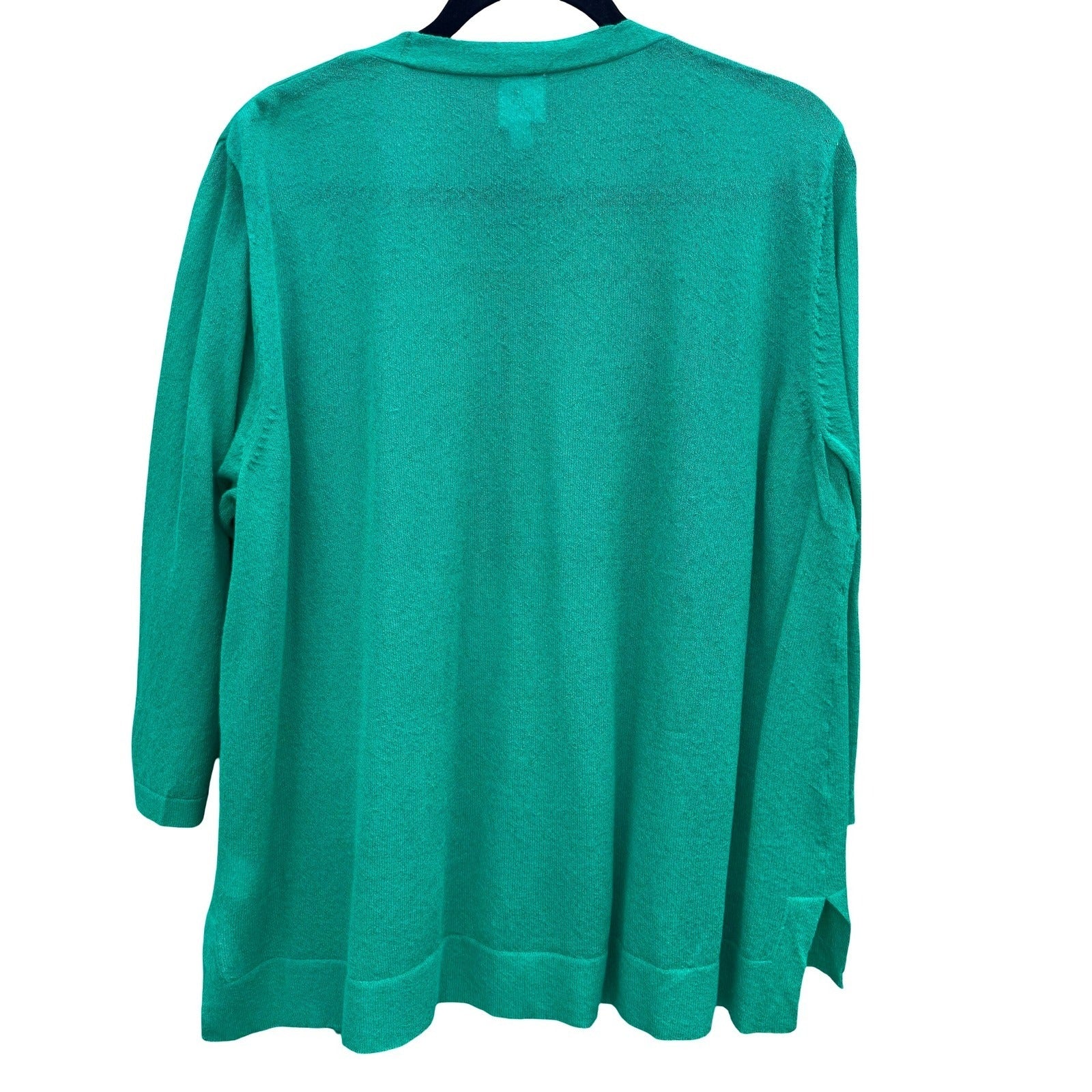 JM Collection Womens XL Emerald Open Front 3/4 Sleeve Knit Soft Cardigan Sweater