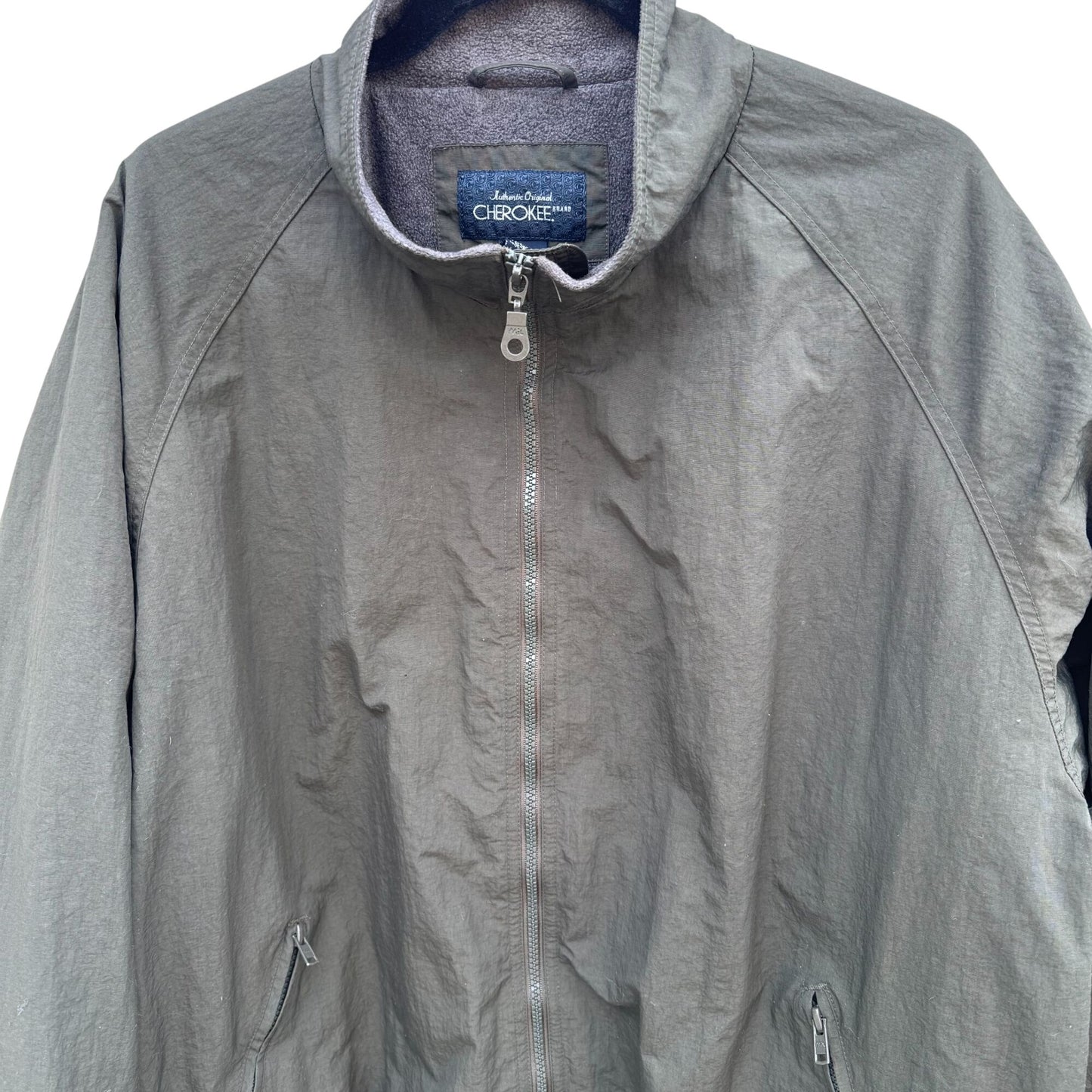 Cherokee Vintage Mens Fleece Lined Olive Green XL Bomber Jacket Workwear Rugged