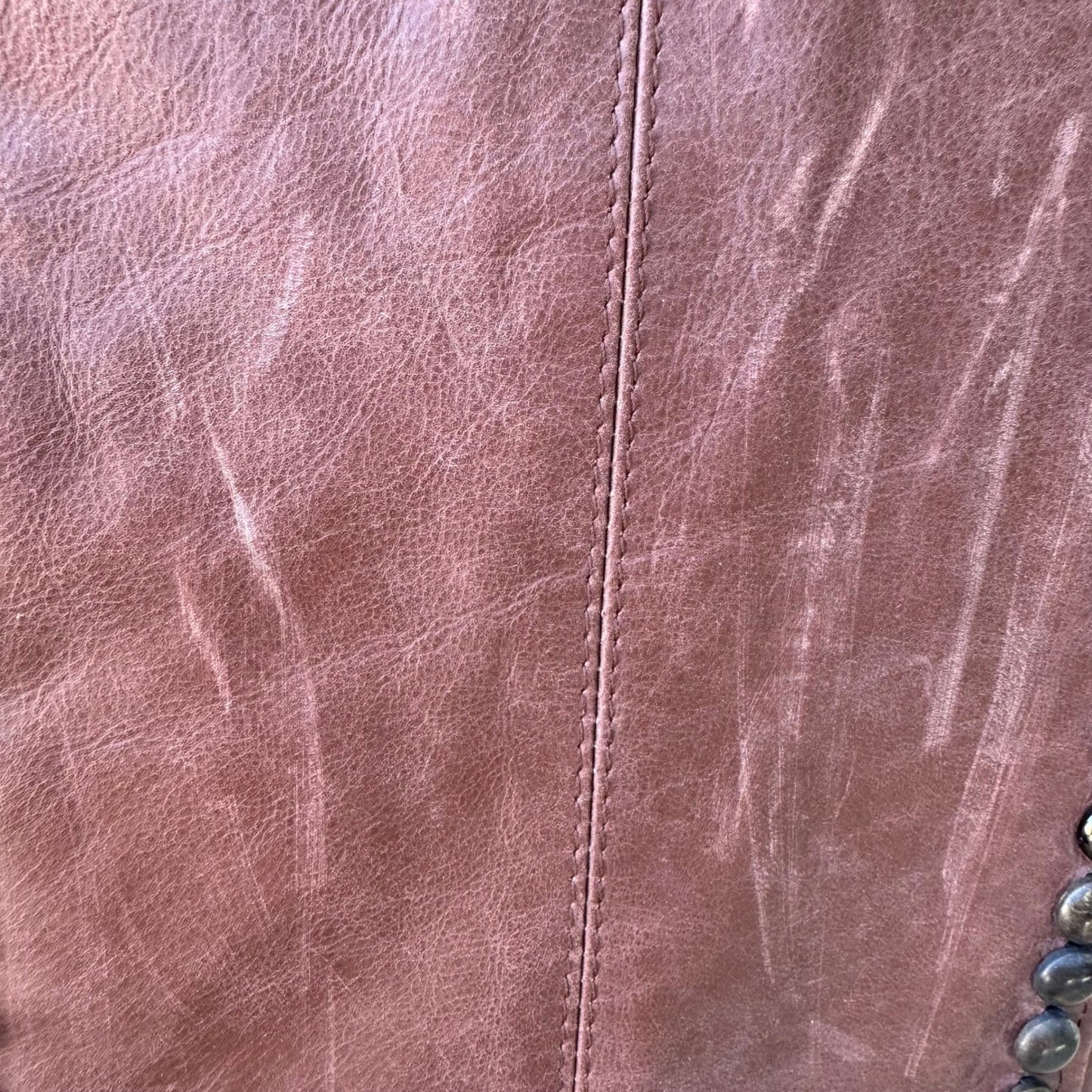 J & Company Vintage Y2K Rocker Biker Moto Western Brown Leather Studded Vest S