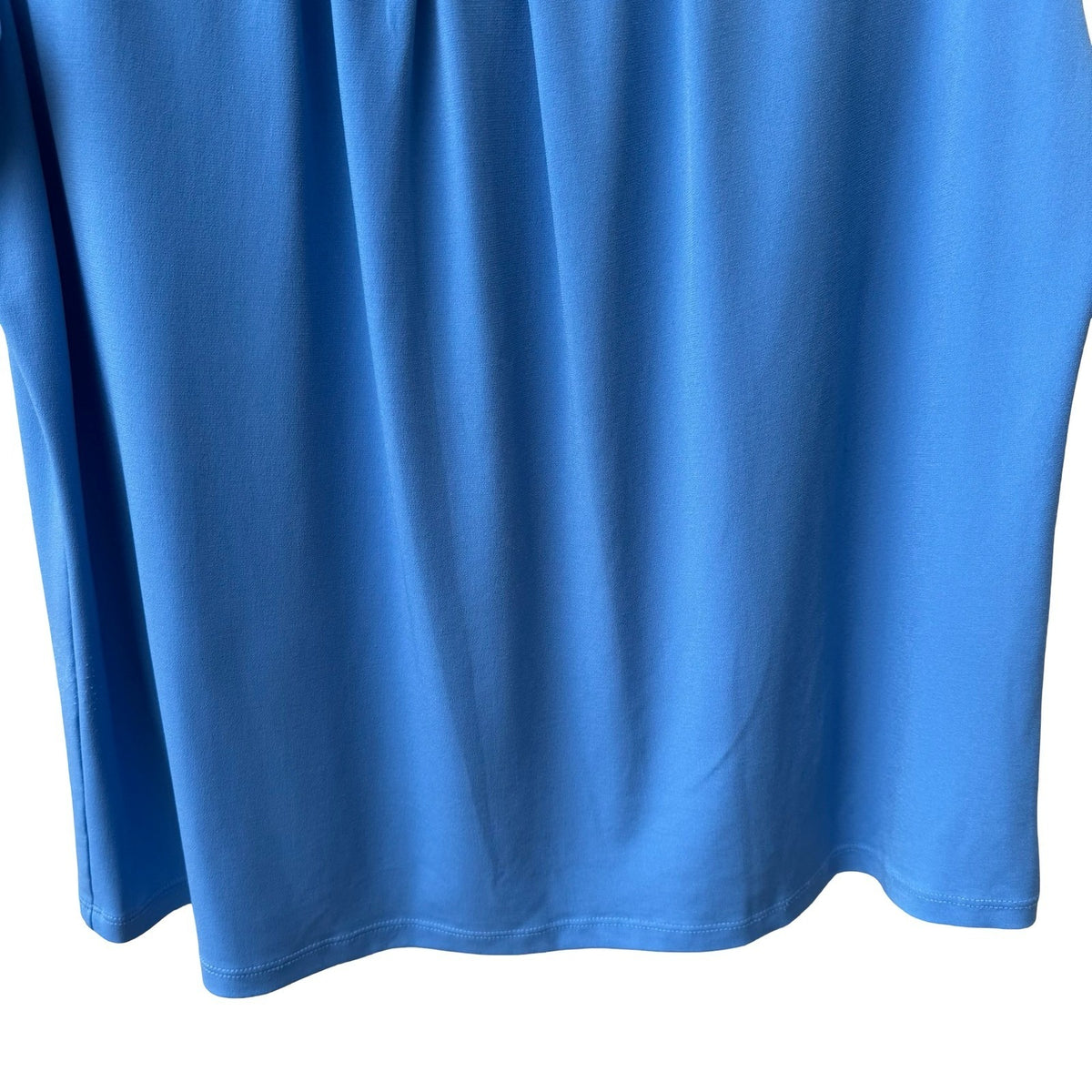 Kasper Minimalist Careerwear Pleated Keyhole Layering Sleeveless Blouse Blue L