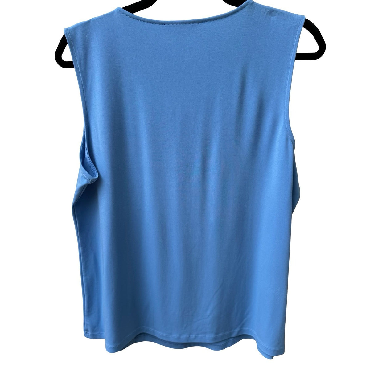 Kasper Minimalist Careerwear Pleated Keyhole Layering Sleeveless Blouse Blue L