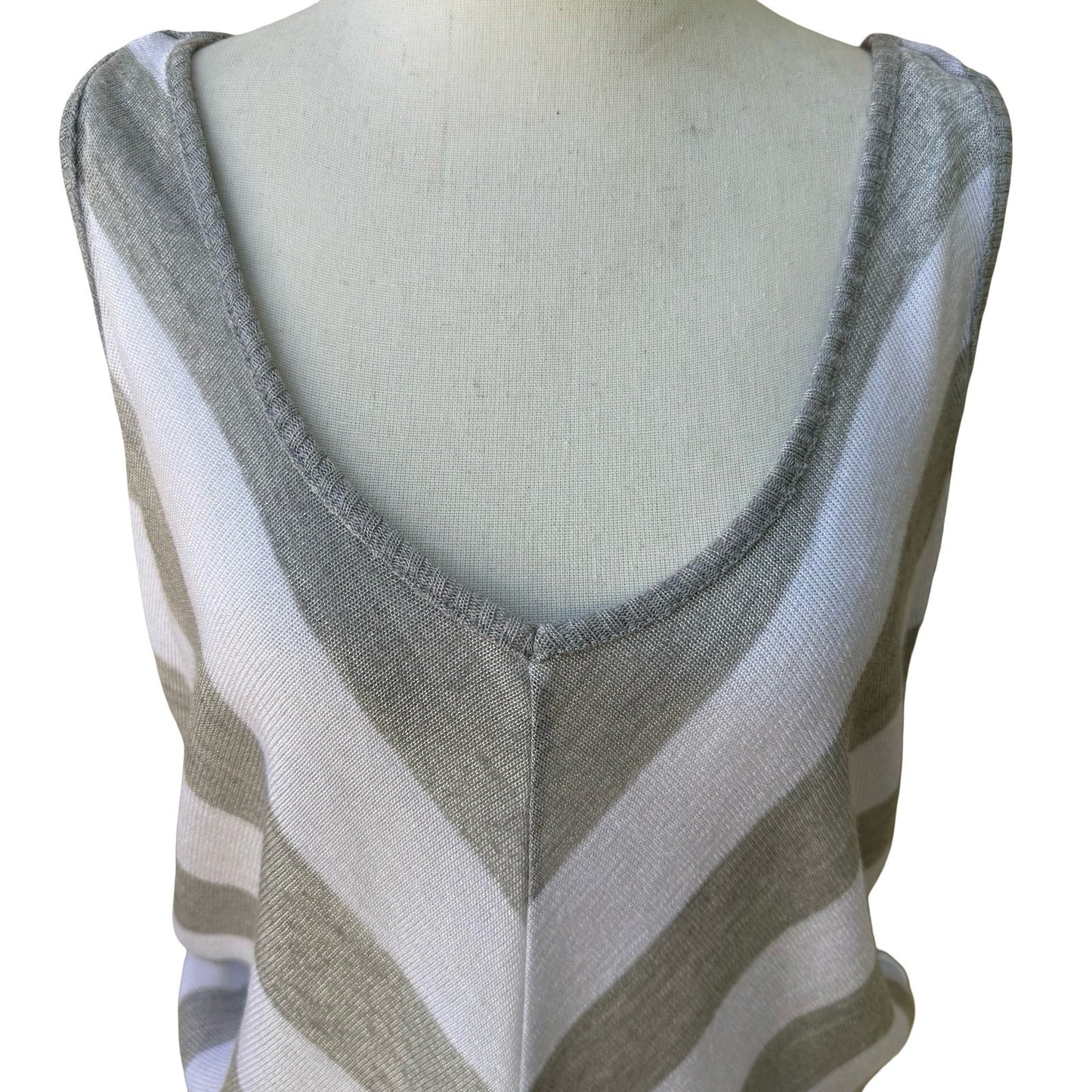 Cherry Knit Minimalist Chevron Striped Cold Shoulder Tie Waist Knit Sweater L
